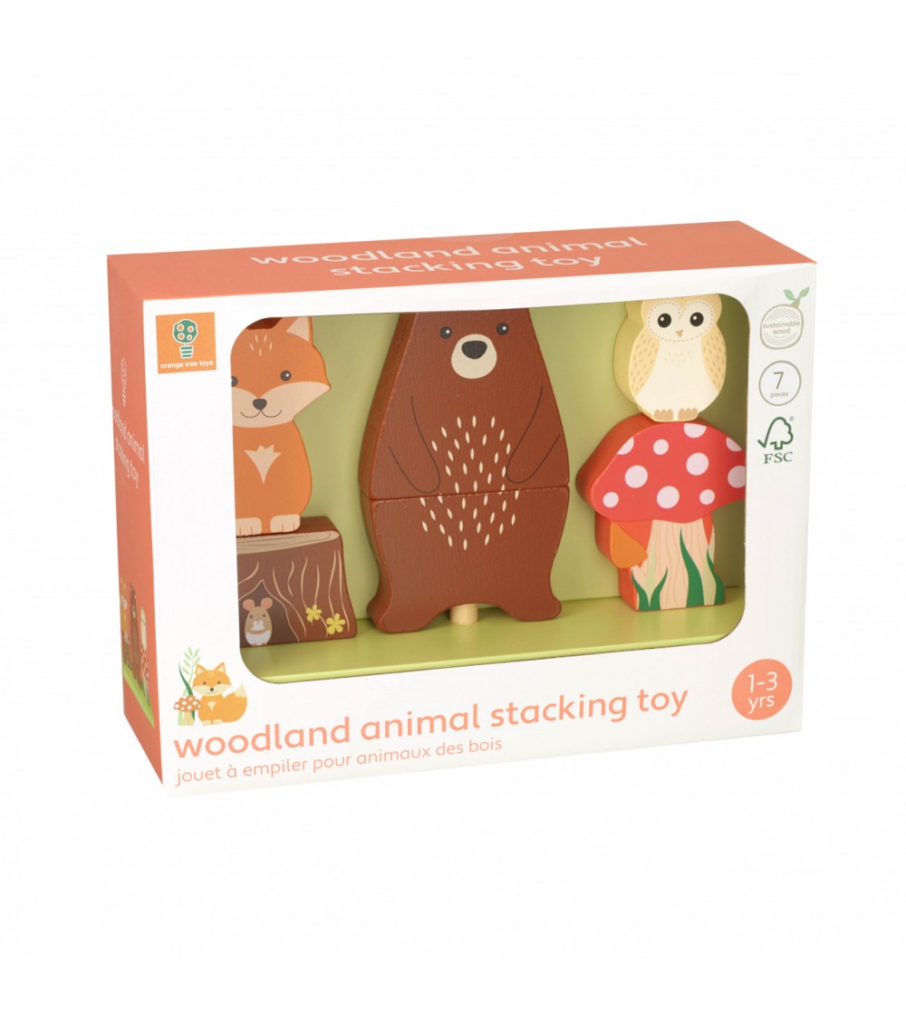 Jucarie din lemn de stivuit cu animalele padurii, Orange Tree Toys - Jucării de lemn si Montessori