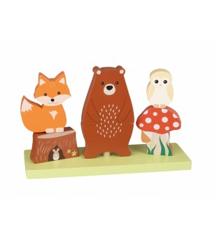 Jucarie din lemn de stivuit cu animalele padurii, Orange Tree Toys - Jucării de lemn si Montessori