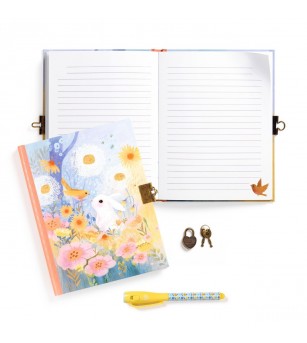 Jurnal secret cu pix magic Iepuras, Djeco - Set papetarie si jurnale copii