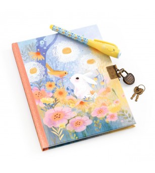 Jurnal secret cu pix magic Iepuras, Djeco - Set papetarie si jurnale copii