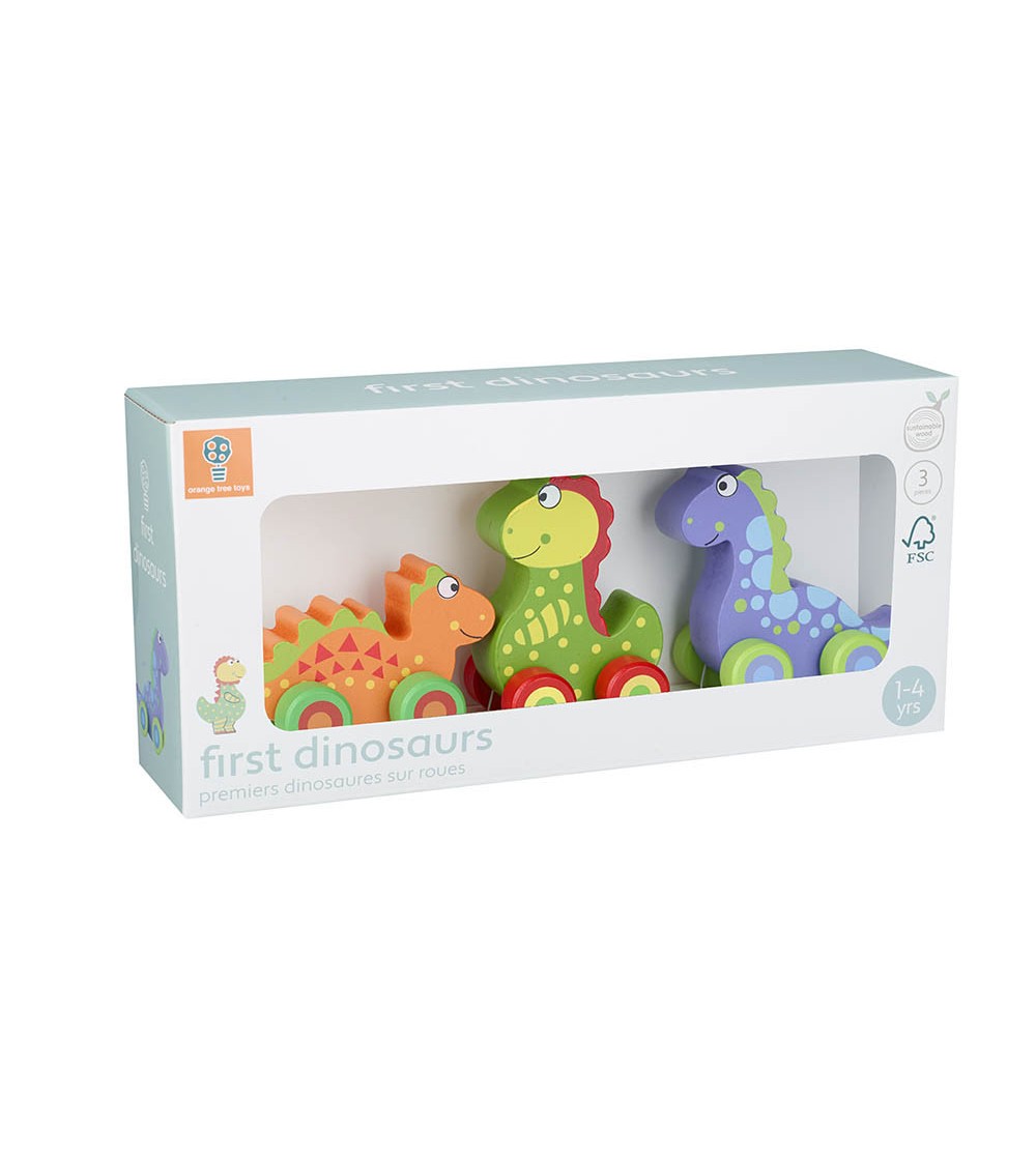 Primii mei dinozauri - set jucarii cu roti, Orange Tree Toys - Jucării bebeluși