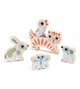 Puzzle din lemn BabyAnimali, Djeco - Puzzle lemn
