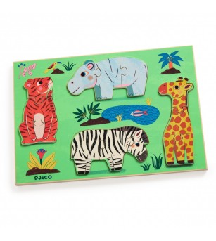 Puzzle din lemn Coucou Tigre, Djeco - Puzzle lemn