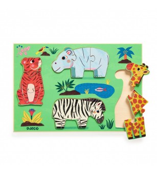 Puzzle din lemn Coucou Tigre, Djeco - Puzzle lemn
