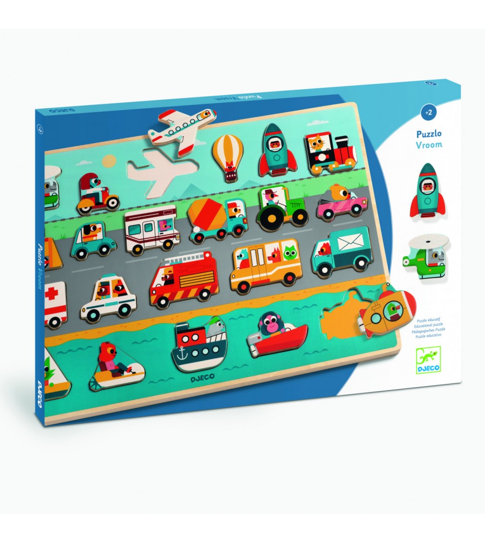 Puzzle din lemn Vroom-vroom, Djeco - Puzzle lemn