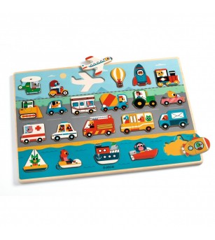 Puzzle din lemn Vroom-vroom, Djeco - Puzzle lemn