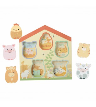 Puzzle lemn animale de ferma, Orange Tree Toys - Puzzle incastru