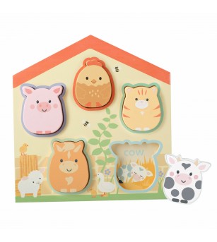 Puzzle lemn animale de ferma, Orange Tree Toys - Puzzle incastru