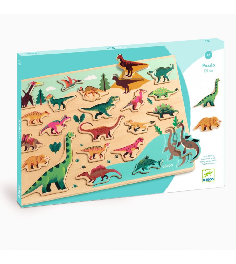 Puzzle lemn Dinozauri, Djeco - Puzzle lemn