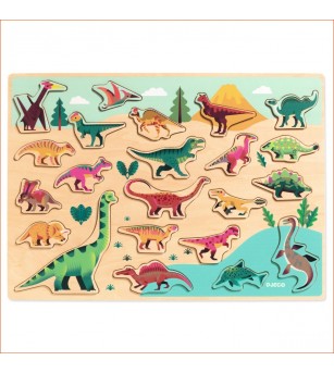 Puzzle lemn Dinozauri, Djeco - Puzzle lemn