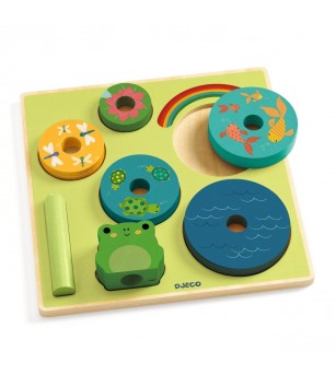 Puzzle si joc din lemn de stivuit, Djeco - Jucării de lemn si Montessori Puzzle si joc din lemn de stivuit, Djeco - Jucării de lemn si Montessori