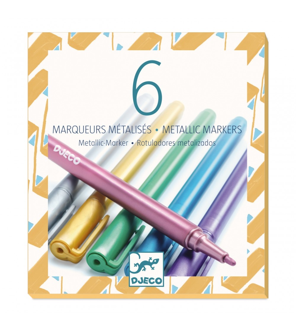 Set 6 markere metalice, Djeco - Carioci si markere Set 6 markere metalice, Djeco - Carioci si markere