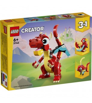 LEGO Creator: Dragon rosu - 31145, 149 piese, 6 + ani - LEGO Creator