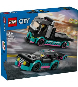 LEGO City: Masina de curse si camion transportator - 60406, 328 piese, 6 + ani - LEGO City LEGO City: Masina de curse si camion transportator - 60406, 328 piese, 6 + ani - LEGO City