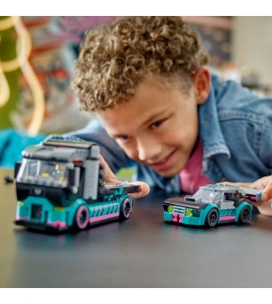 LEGO City: Masina de curse si camion transportator - 60406, 328 piese, 6 + ani - LEGO City LEGO City: Masina de curse si camion transportator - 60406, 328 piese, 6 + ani - LEGO City