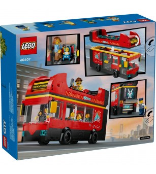 LEGO City: Autobuz turistic rosu cu etaj - 60407, 384 piese, 7 + ani - LEGO City