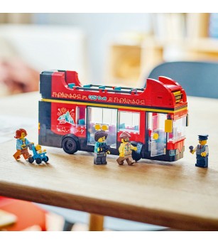 LEGO City: Autobuz turistic rosu cu etaj - 60407, 384 piese, 7 + ani - LEGO City