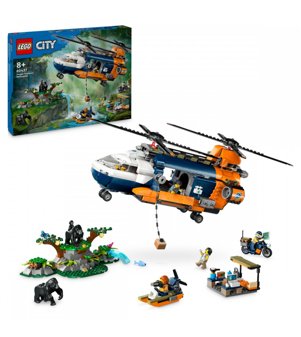 LEGO City: Elicopterul unui explorator al junglei la tabara de baza - 60437, 881 piese, 8 + ani - LEGO City LEGO City: Elicopterul unui explorator al junglei la tabara de baza - 60437, 881 piese, 8 + ani - LEGO City