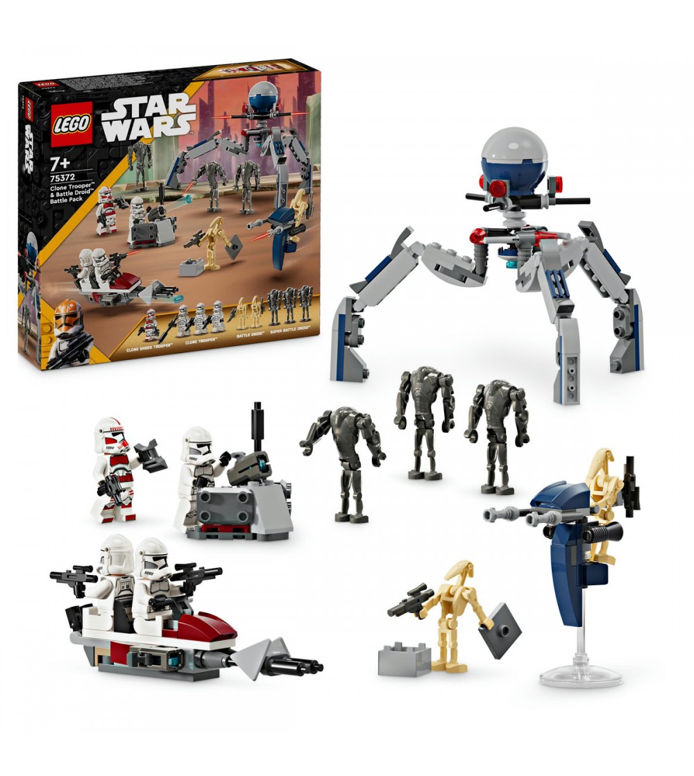LEGO Star Wars: Pachet de lupta: Clone Trooper si droid de lupta - 75372, 215 piese, 7 + ani - LEGO Star Wars