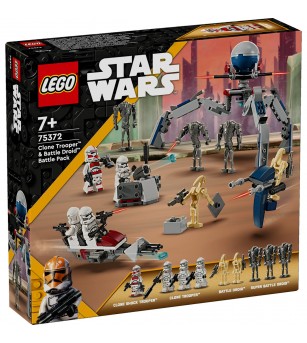 LEGO Star Wars: Pachet de lupta: Clone Trooper si droid de lupta - 75372, 215 piese, 7 + ani - LEGO Star Wars