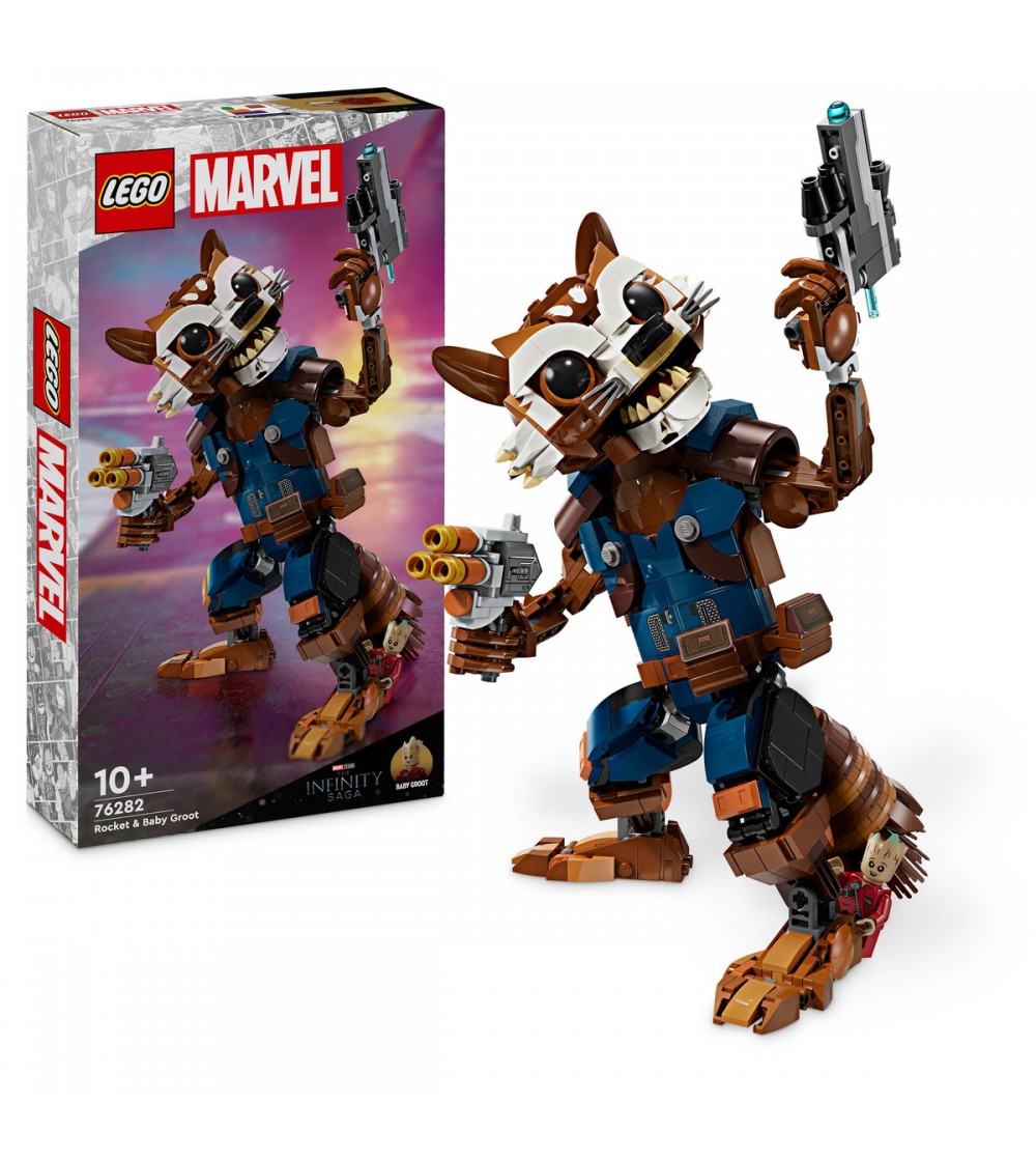 LEGO Marvel Super Heroes: Rocket si Bebelusul Groot - 76282, 566 piese, 10 + ani - LEGO DC Super Heroes