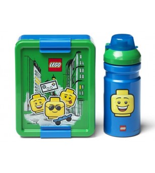 Set pentru pranz LEGO Iconic albastru-verde - Caserole și sticle de apă