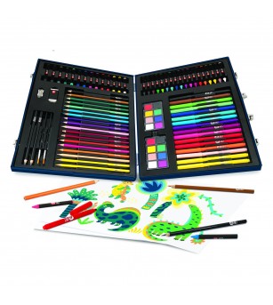 Set De Desen Deluxe Cu 100 Accesorii Dinozaur - Seturi de pictura și desenat