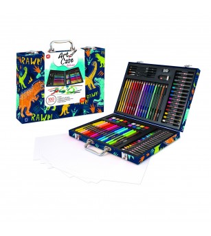 Set De Desen Deluxe Cu 100 Accesorii Dinozaur - Seturi de pictura și desenat
