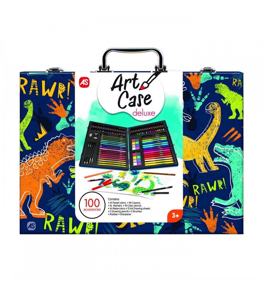 Set De Desen Deluxe Cu 100 Accesorii Dinozaur - Seturi de pictura și desenat