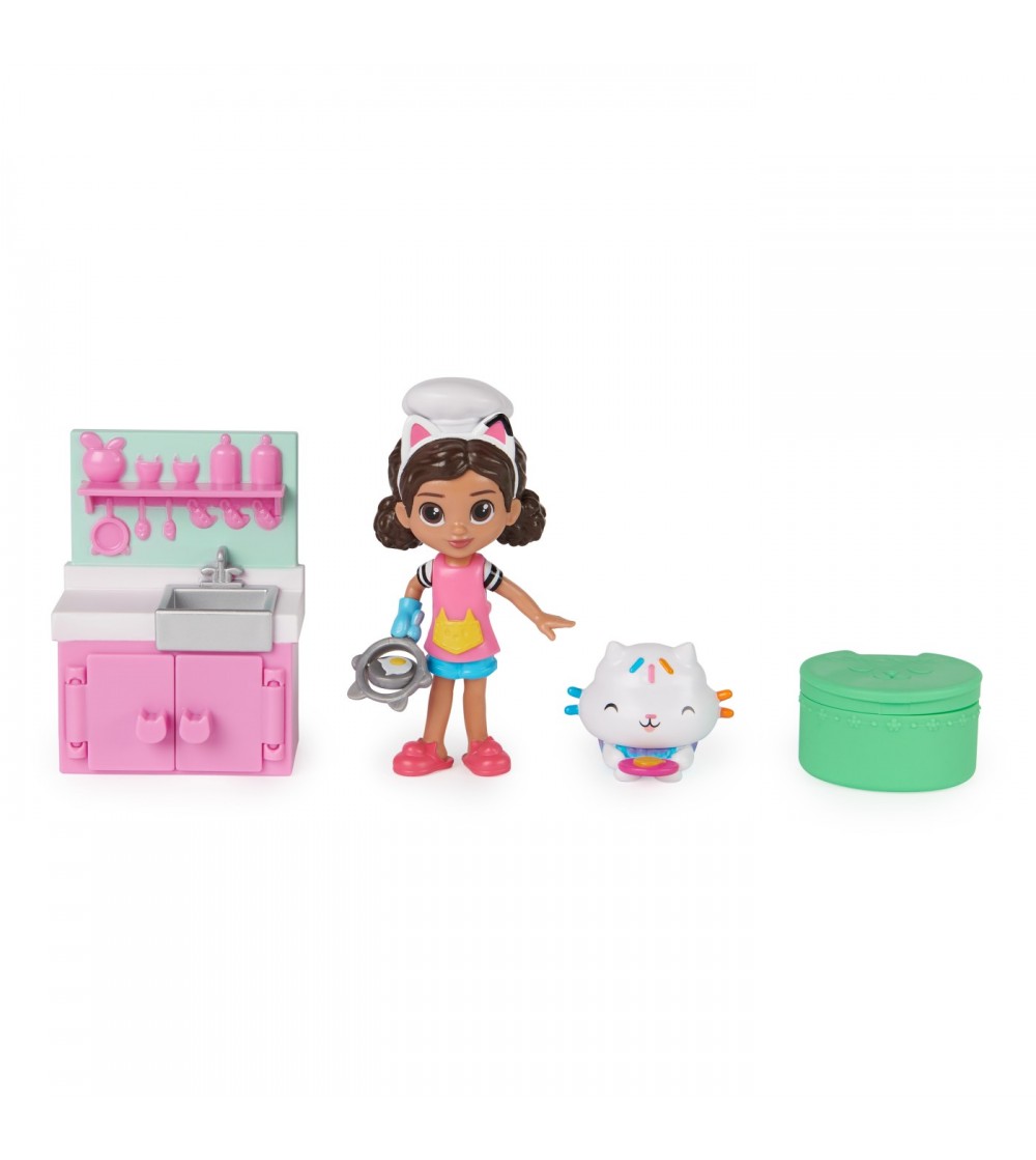 Gabbys Dollhouse Set Papusa 9.7cm Cu Pisicuta Bucataria Lui Gabby - Papusi