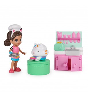 Gabbys Dollhouse Set Papusa 9.7cm Cu Pisicuta Bucataria Lui Gabby - Papusi