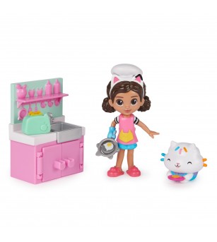 Gabbys Dollhouse Set Papusa 9.7cm Cu Pisicuta Bucataria Lui Gabby - Papusi