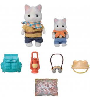 Sylvanian Families 5763 - Set de explorare cu frații pisică latte - Figurine