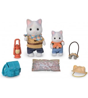 Sylvanian Families 5763 - Set de explorare cu frații pisică latte - Figurine