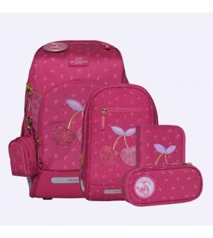 Ghiozdan, rucsac ergonomic cu perna de aer, set active air flx 6 piese, Cherry - Ghiozdane
