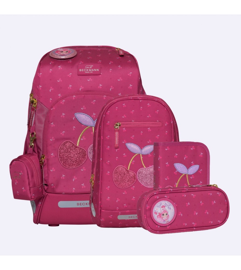 Ghiozdan, rucsac ergonomic cu perna de aer, set active air flx 6 piese, Cherry - Ghiozdane
