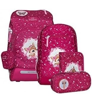 Ghiozdan, rucsac ergonomic cu perna de aer, set active air flx 6 piese, Forest Deer Red - Ghiozdane