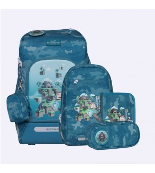Ghiozdan, rucsac ergonomic cu perna de aer, set Active Air FLX 6 piese, Jungle Game - Ghiozdane