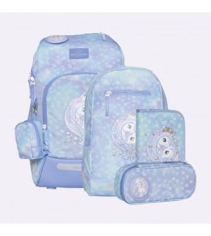 Ghiozdan, rucsac ergonomic cu perna de aer, set Active Air FLX 6 piese, Unicorn Princess Ice Blue - Ghiozdane