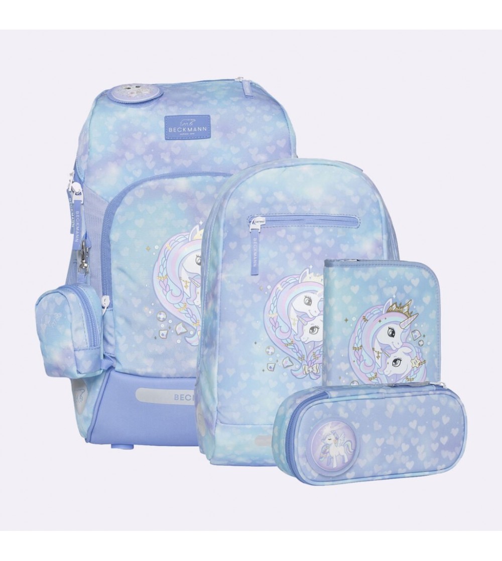 Ghiozdan, rucsac ergonomic cu perna de aer, set Active Air FLX 6 piese, Unicorn Princess Ice Blue - Ghiozdane