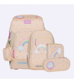 Ghiozdan, rucsac ergonomic cu perna de aer, set Active Air FLX 6 piese, Yellow Heart - Ghiozdane