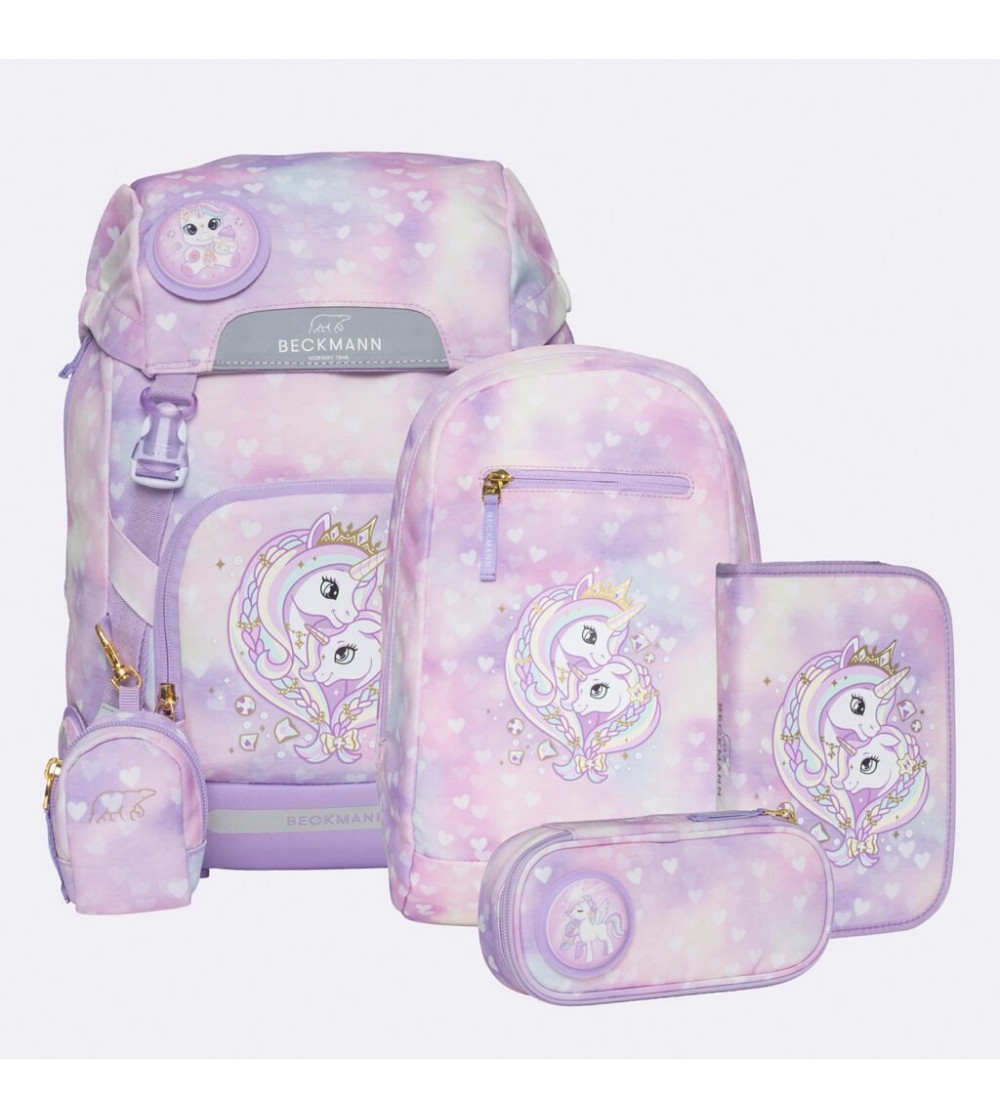 Ghiozdan, rucsac ergonomic, set clasic 6 piese, Unicorn Princess Purple - Ghiozdane