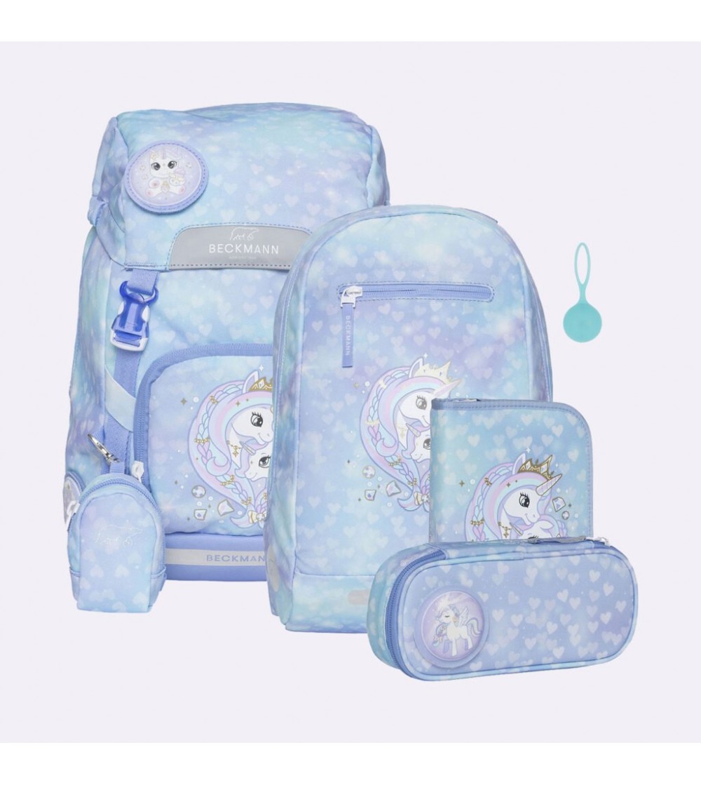 Ghiozdan, rucsac ergonomic, set clasic 7 piese, Unicorn Princess Ice Blue - Ghiozdane