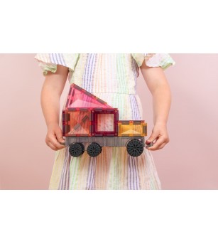 Set Connetix 50 piese magnetice de construcție, Pastel Transport Pack - Jucarii magnetice