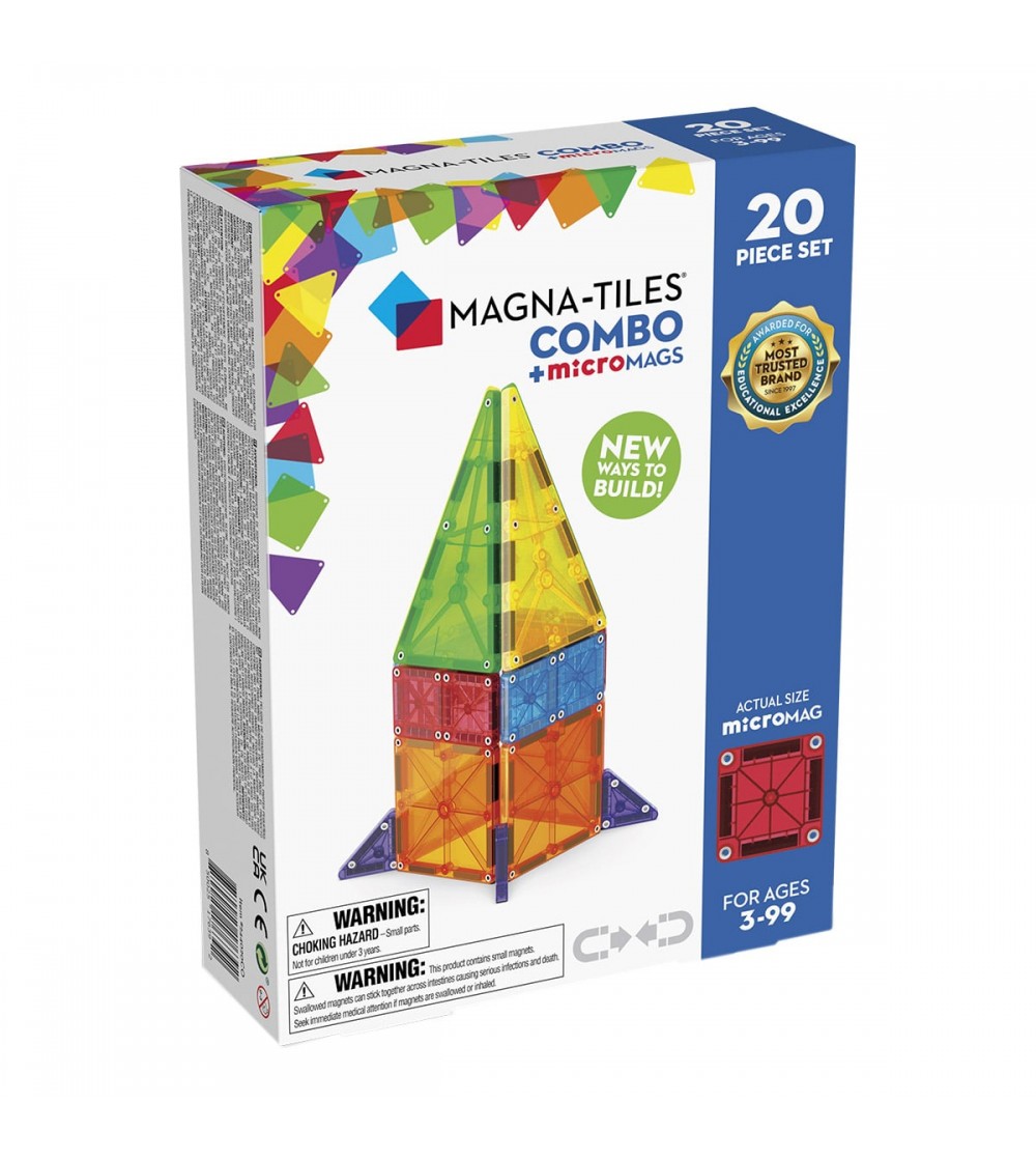 Set magnetic Magna-Tiles Combo + microMAGS, 20 piese - Jocuri construcție