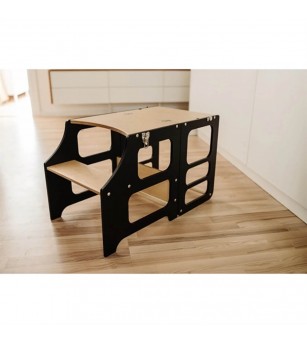 Learning Tower pliabil Duck Woodworks, negru - Learning tower Learning Tower pliabil Duck Woodworks, negru - Learning tower
