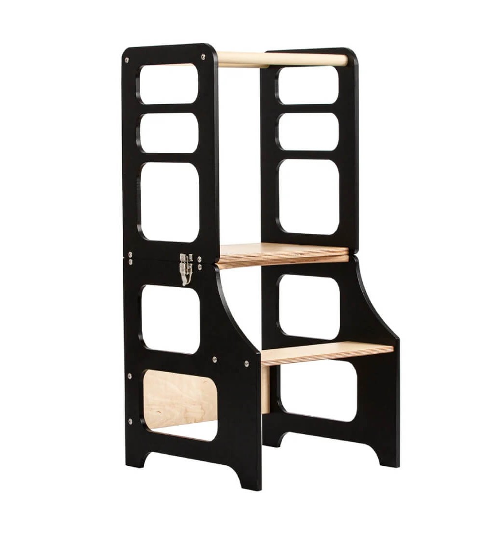 Learning Tower pliabil Duck Woodworks, negru - Learning tower Learning Tower pliabil Duck Woodworks, negru - Learning tower