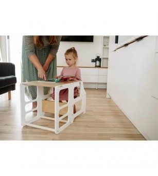 Learning Tower pliabil Duck Woodworks, alb - Learning tower