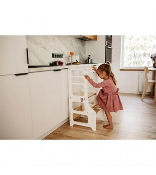 Learning Tower pliabil Duck Woodworks, alb - Learning tower