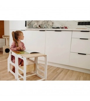 Learning Tower pliabil Duck Woodworks, alb - Learning tower